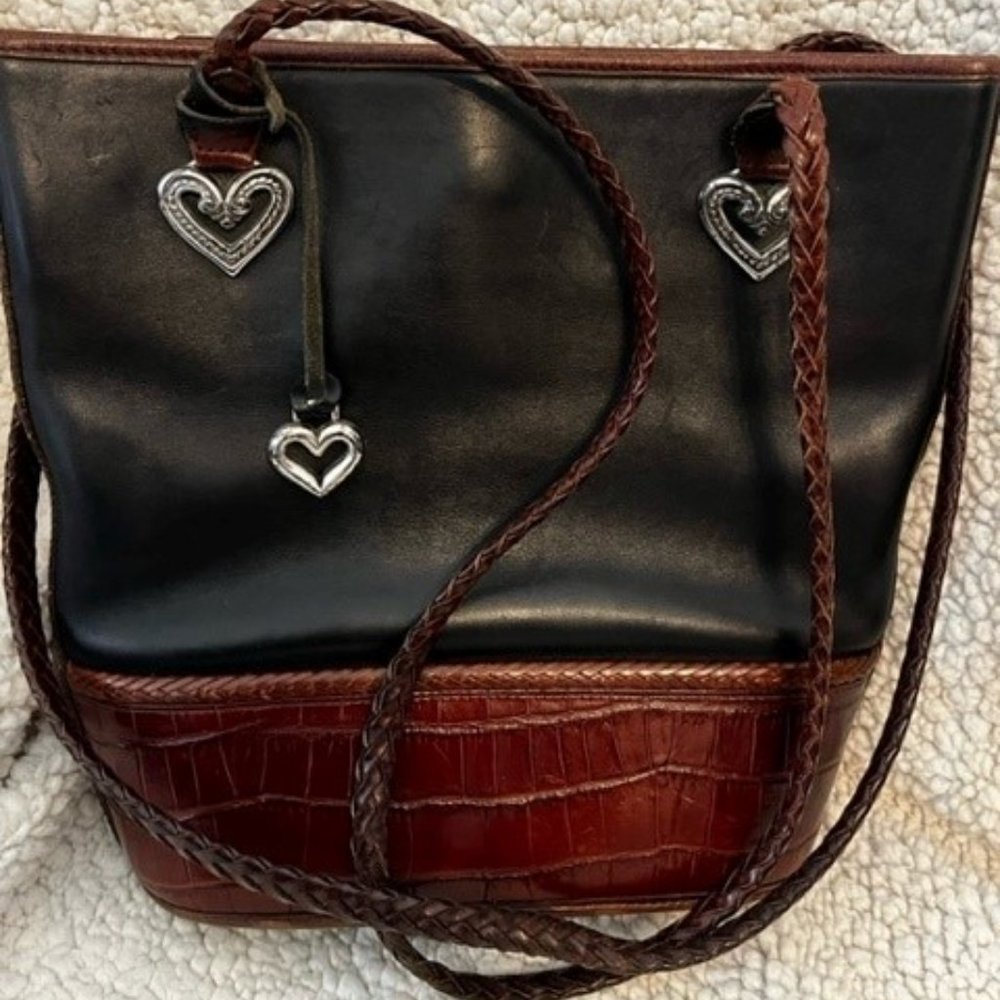 Brighton Leather Croc Embossed Tote Bag